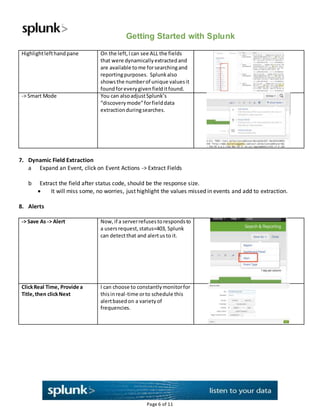 Getting Started with Splunk Enterprise - Demo | DOCX