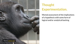 Thought
Experimentation.
Mental assessment of the implications
of a hypothesis with some form of
logical and/or analytical backing
Source: pexels.com
 