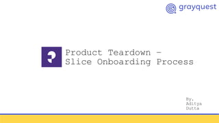 Product Teardown –
Slice Onboarding Process
By,
Aditya
Dutta
 