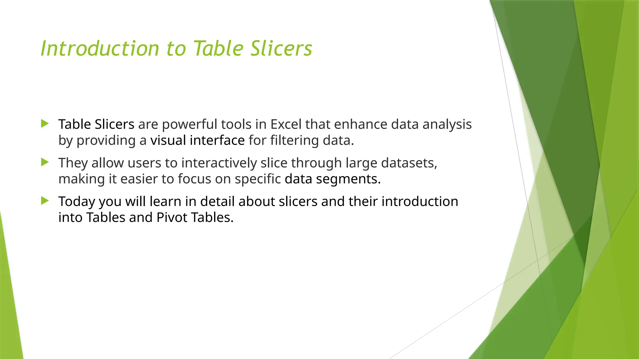 Slicers in pivot table presentation 09 pptx