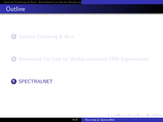 Spectral Clustering & Ncut Normalized Cut Loss for Weakly-supervised CNN Segmentation SPECTRALNET
Outline
1 Spectral Clust...