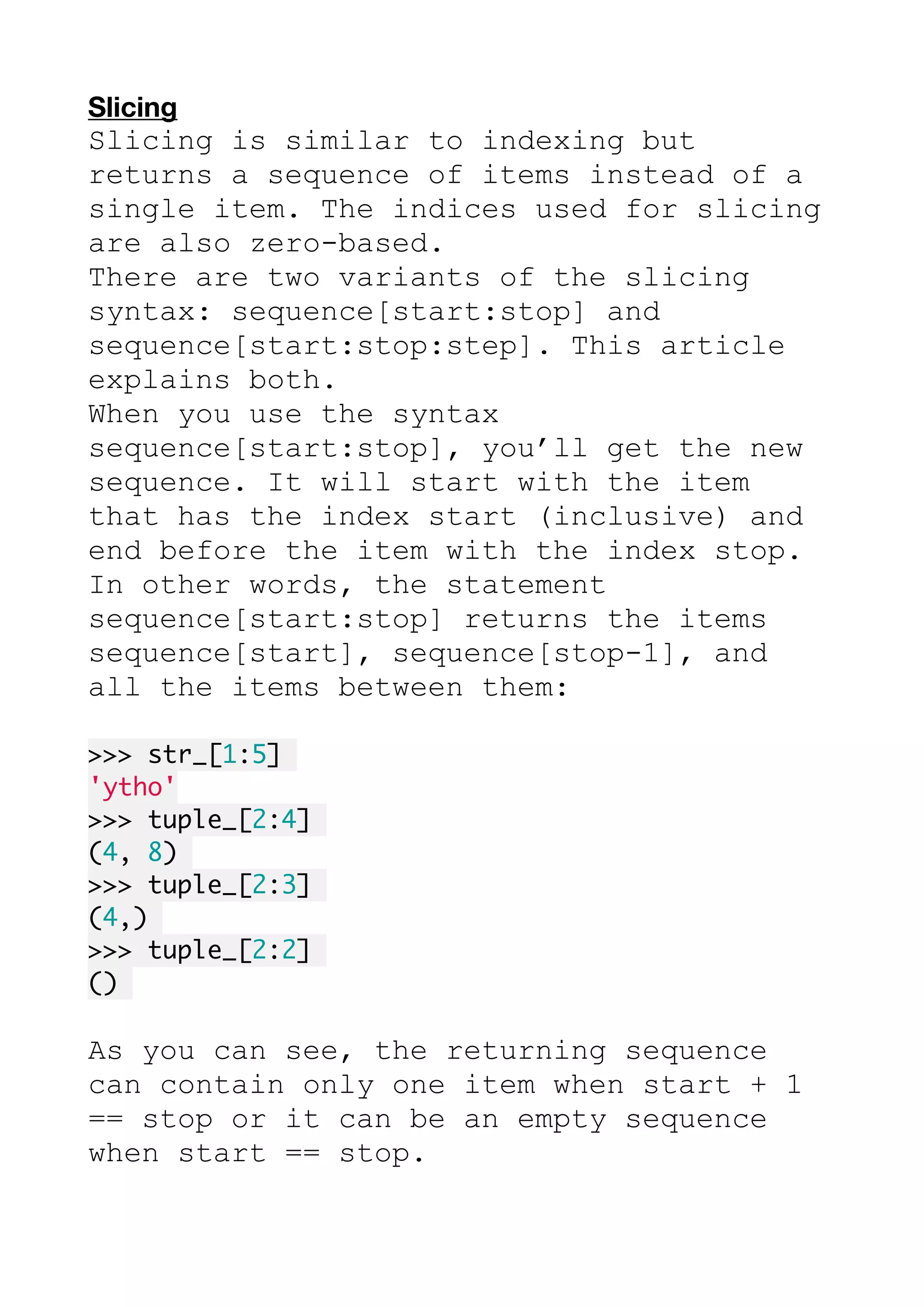 Slicing in Python - What is It? | PDF