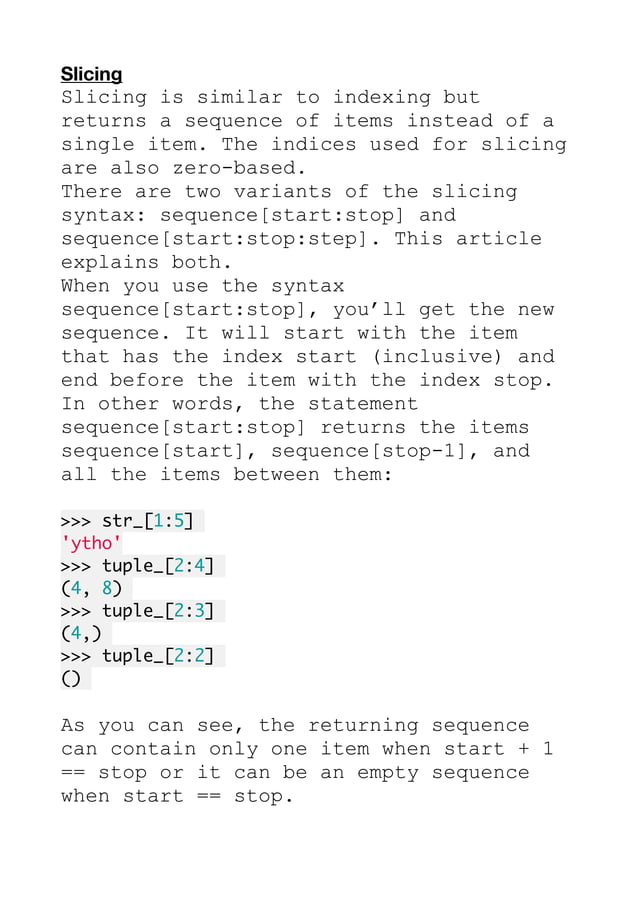 Slicing in Python - What is It? | PDF