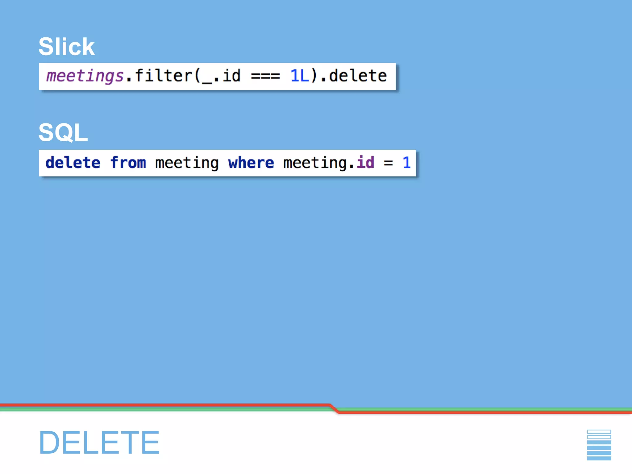 DELETE
Slick
SQL
 