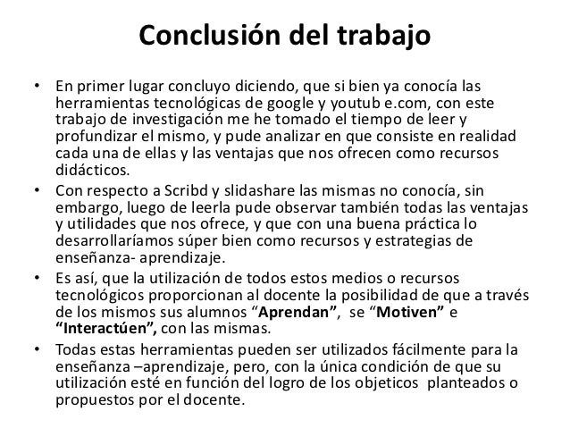Ejemplo De Conclusion De Un Trabajo