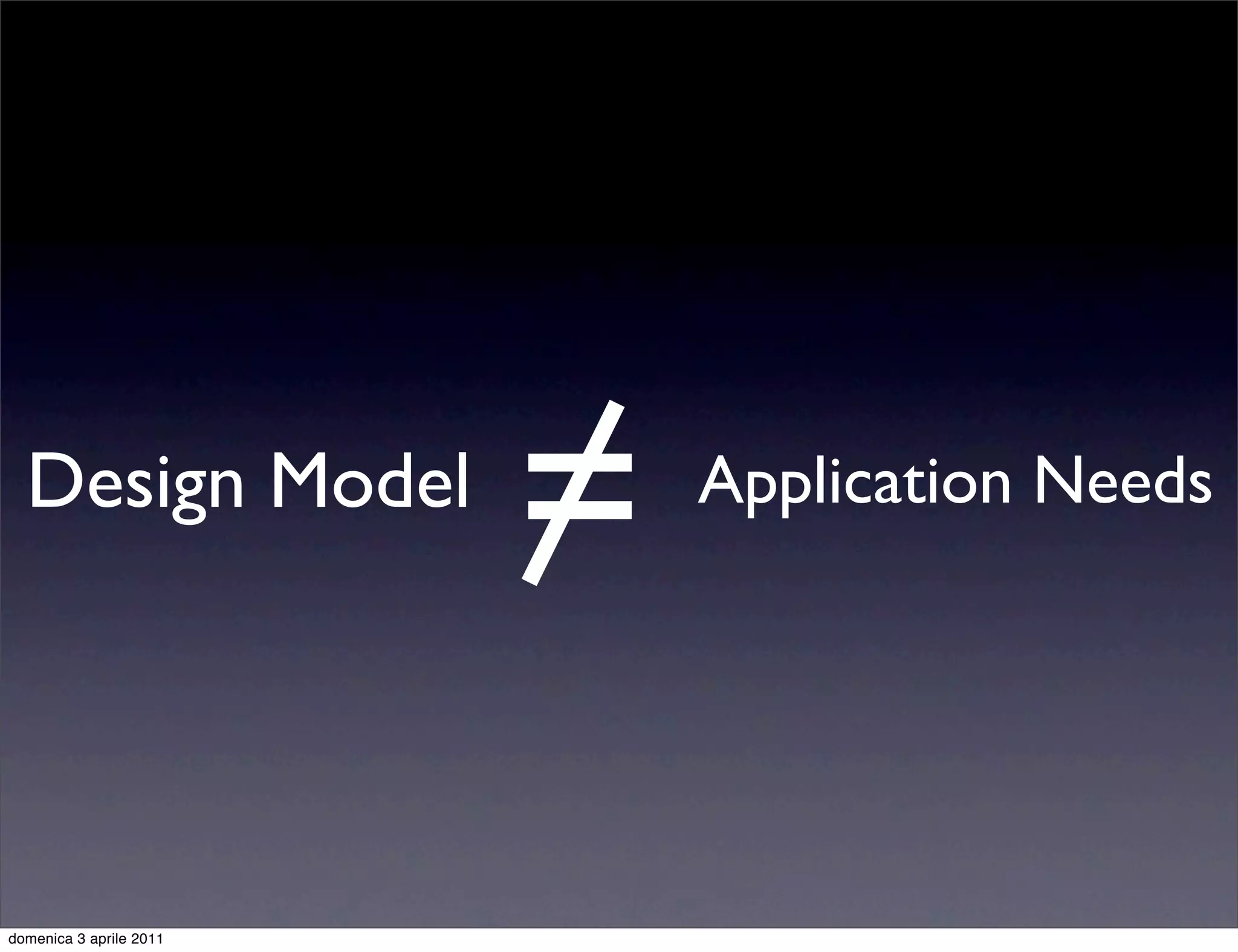 Design Model           |
                         =   Application Needs




domenica 3 aprile 2011
 