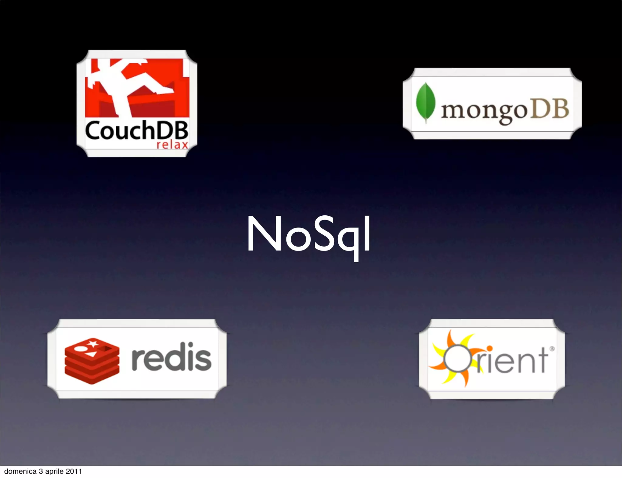 NoSql



domenica 3 aprile 2011
 