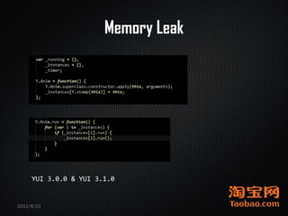 Memory Leak




     YUI 3.0.0 & YUI 3.1.0


2011/6/21
 
