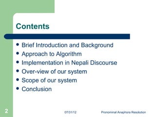 Anaphora Resolution Using Centering Algorithm Pronominal Anaphora resolution | PPT