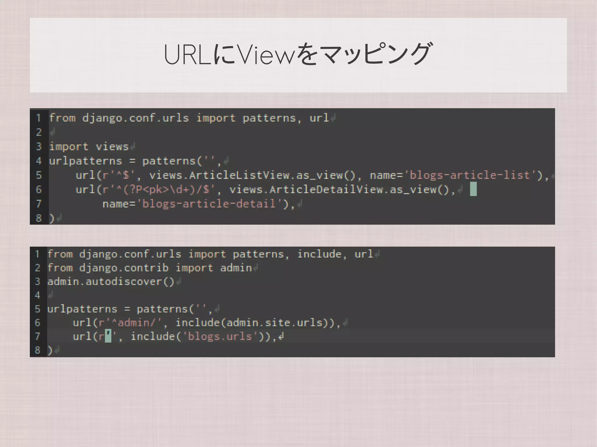 URLにViewをマッピング
 