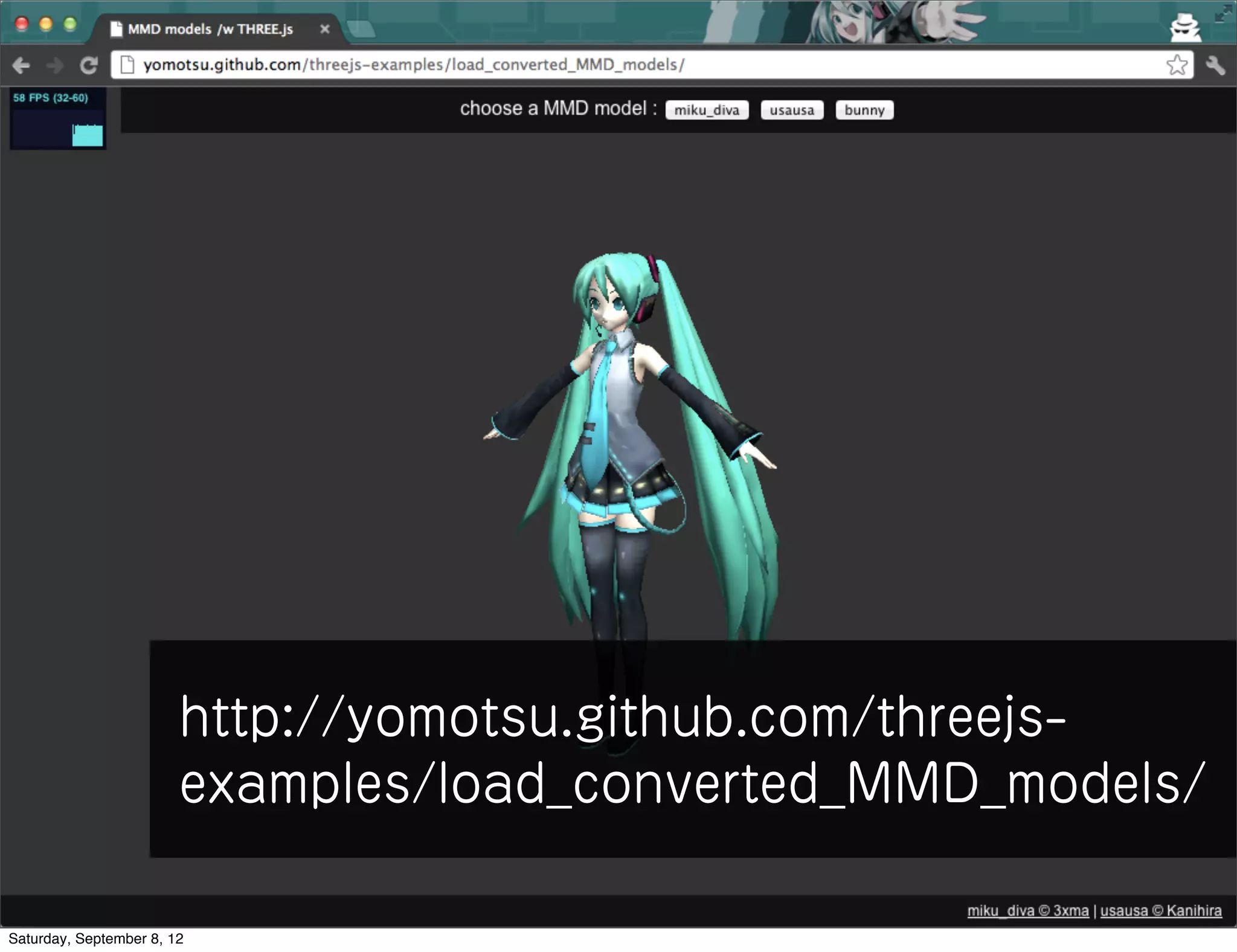 http://yomotsu.github.com/threejs-
                        examples/load_converted_MMD_models/

Saturday, September 8, 12
 