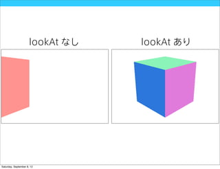 lookAt なし   lookAt あり




Saturday, September 8, 12
 