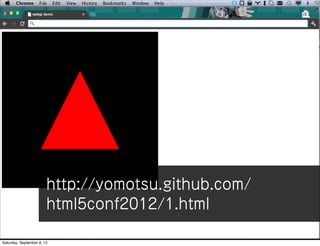 http://yomotsu.github.com/
                        html5conf2012/1.html

Saturday, September 8, 12
 