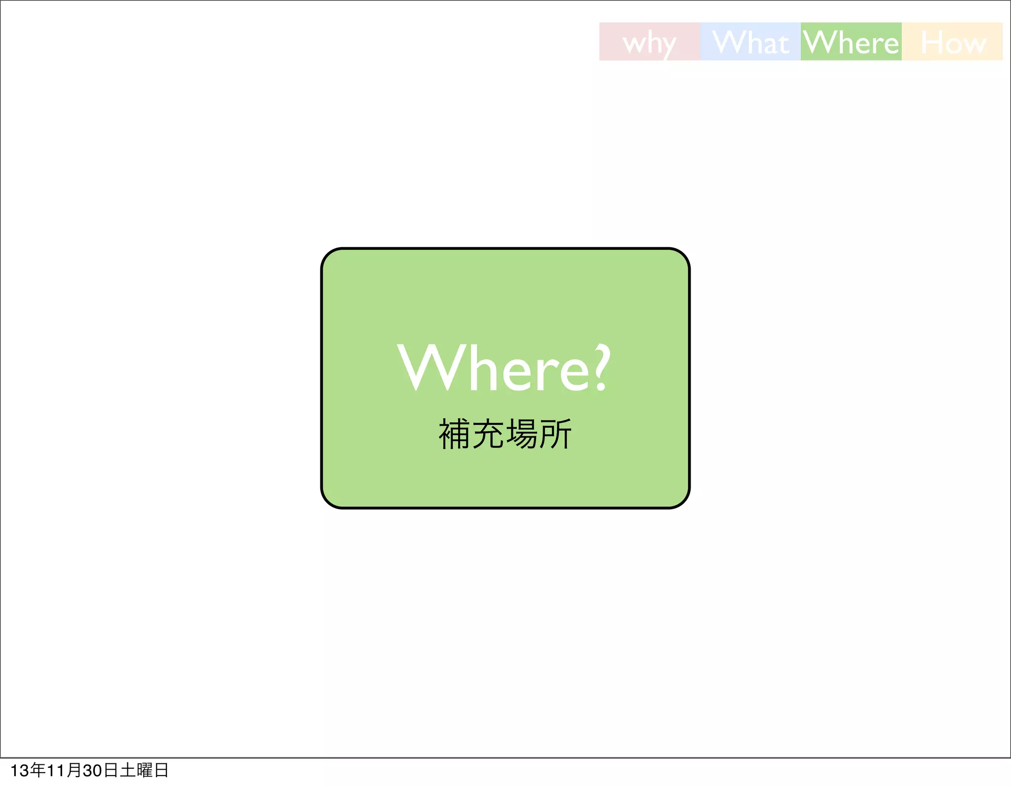 why

Where?
補充場所

13年11月30日土曜日

What Where How

 
