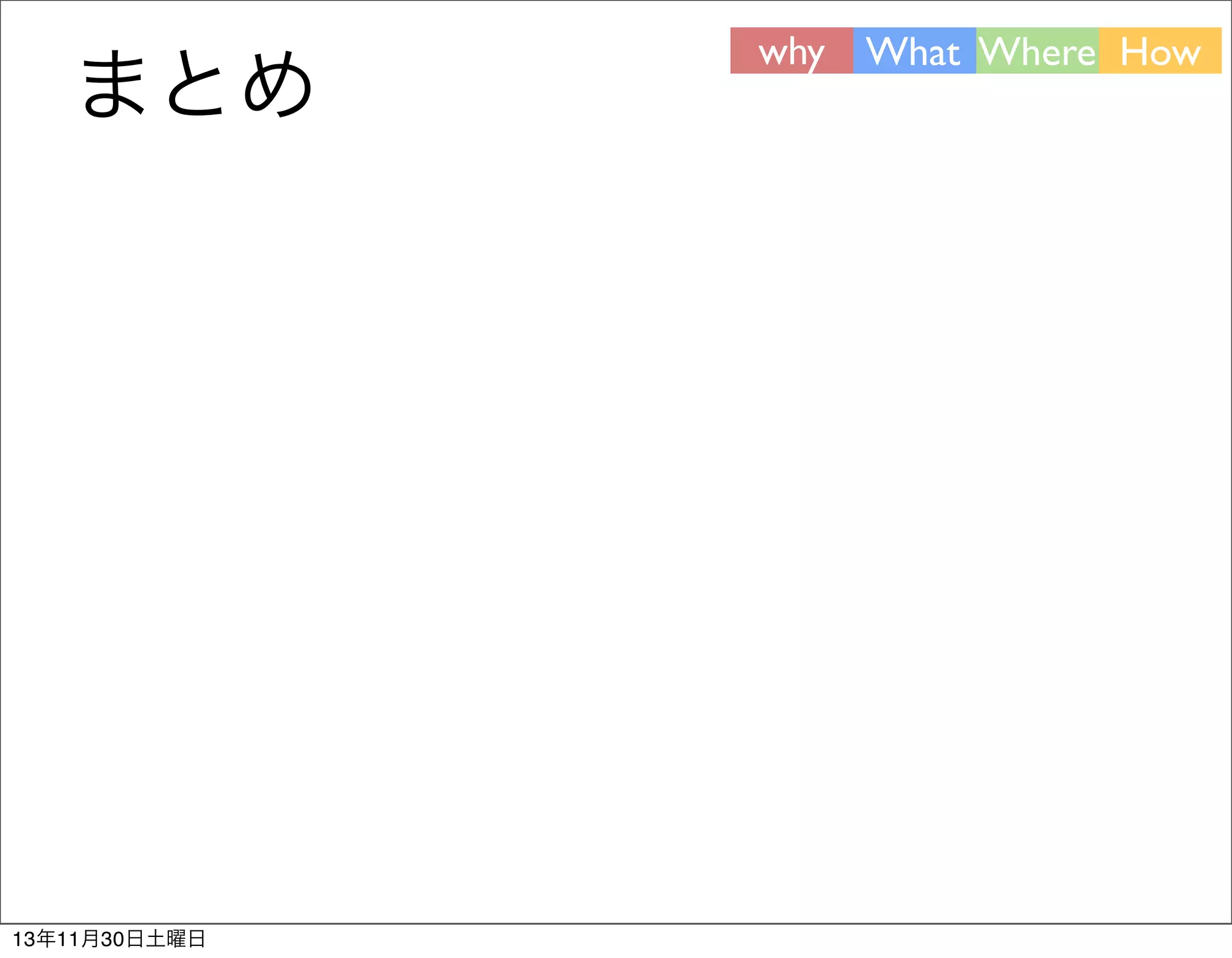 まとめ

13年11月30日土曜日

why What Where How

 