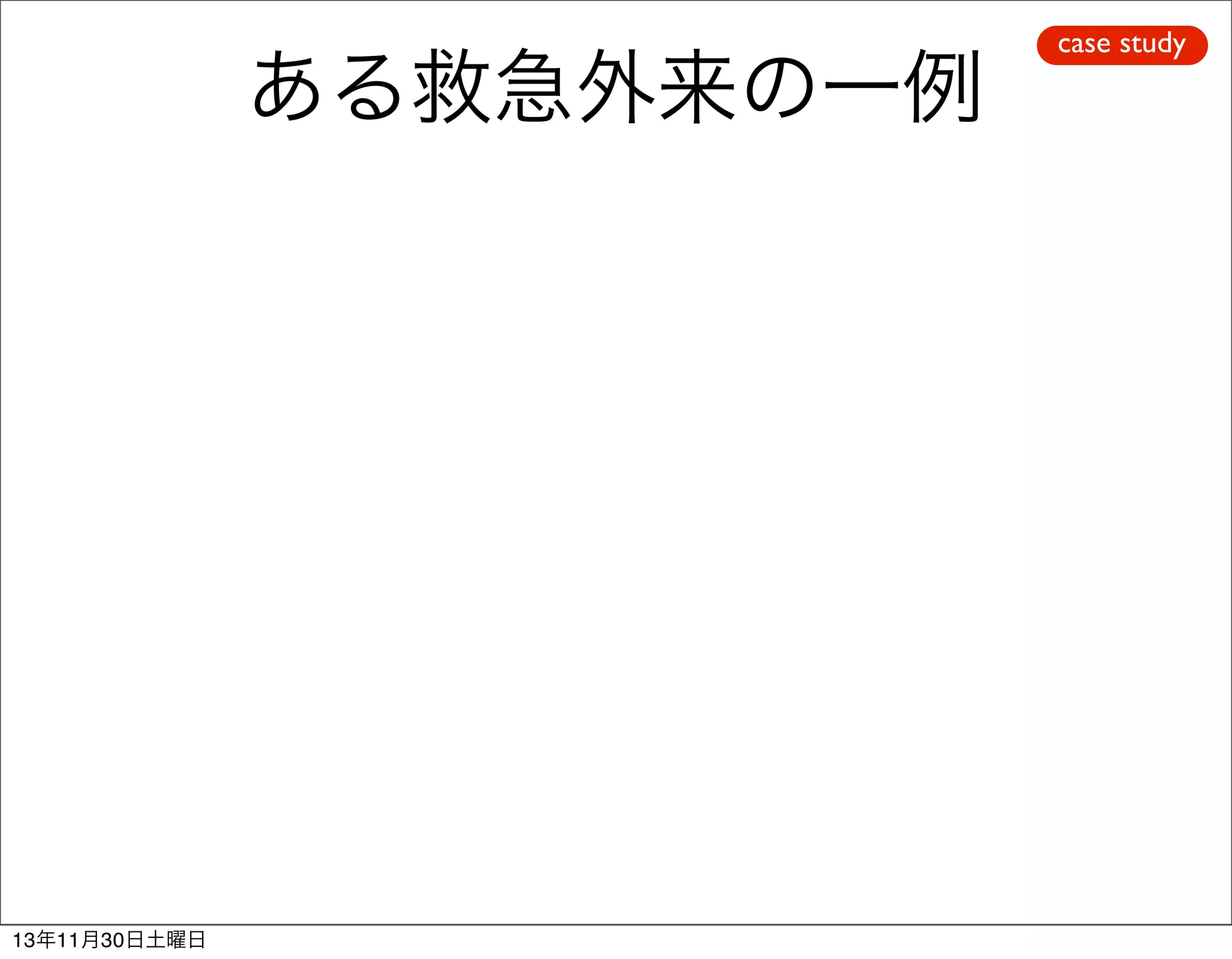 ある救急外来の一例

13年11月30日土曜日

case study

 