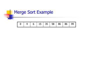 Merge Sort Example
99
86
86
58
35
15
6
4
0
 