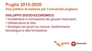 Paolo Ponzio: Puglia 2015 – Una politica di sistema per l'università