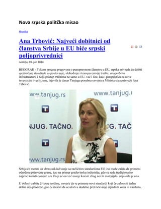 Prof. dr Ana Trbovć, Nova srpska politička misao, 1. 6. 2014. PDF