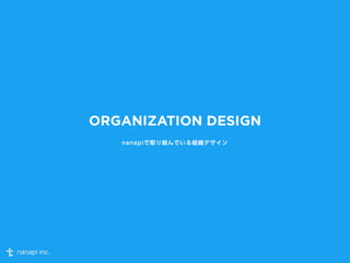ORGANIZATION DESIGN 
nanapiで取り組んでいる組織デザイン 
 