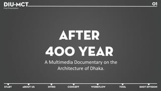 A Multimedia Documentary on the
Architecture of Dhaka.
Final Presentation
 
