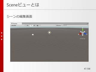/68
シーンの編集画面
Sceneビューとは
47
 