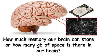 How much memory our brain can store
or how many gb of space is there in
our brain?
 