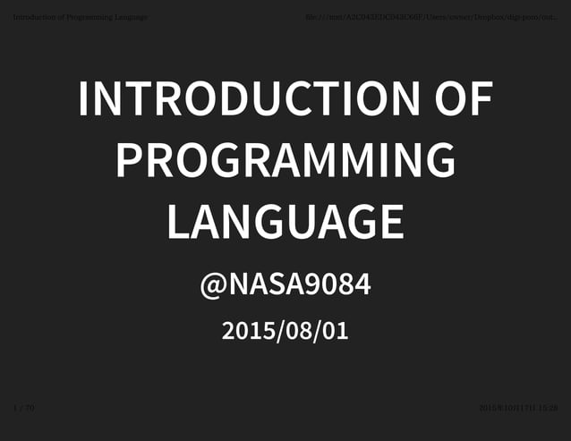 Introduction of Programming language | PPT