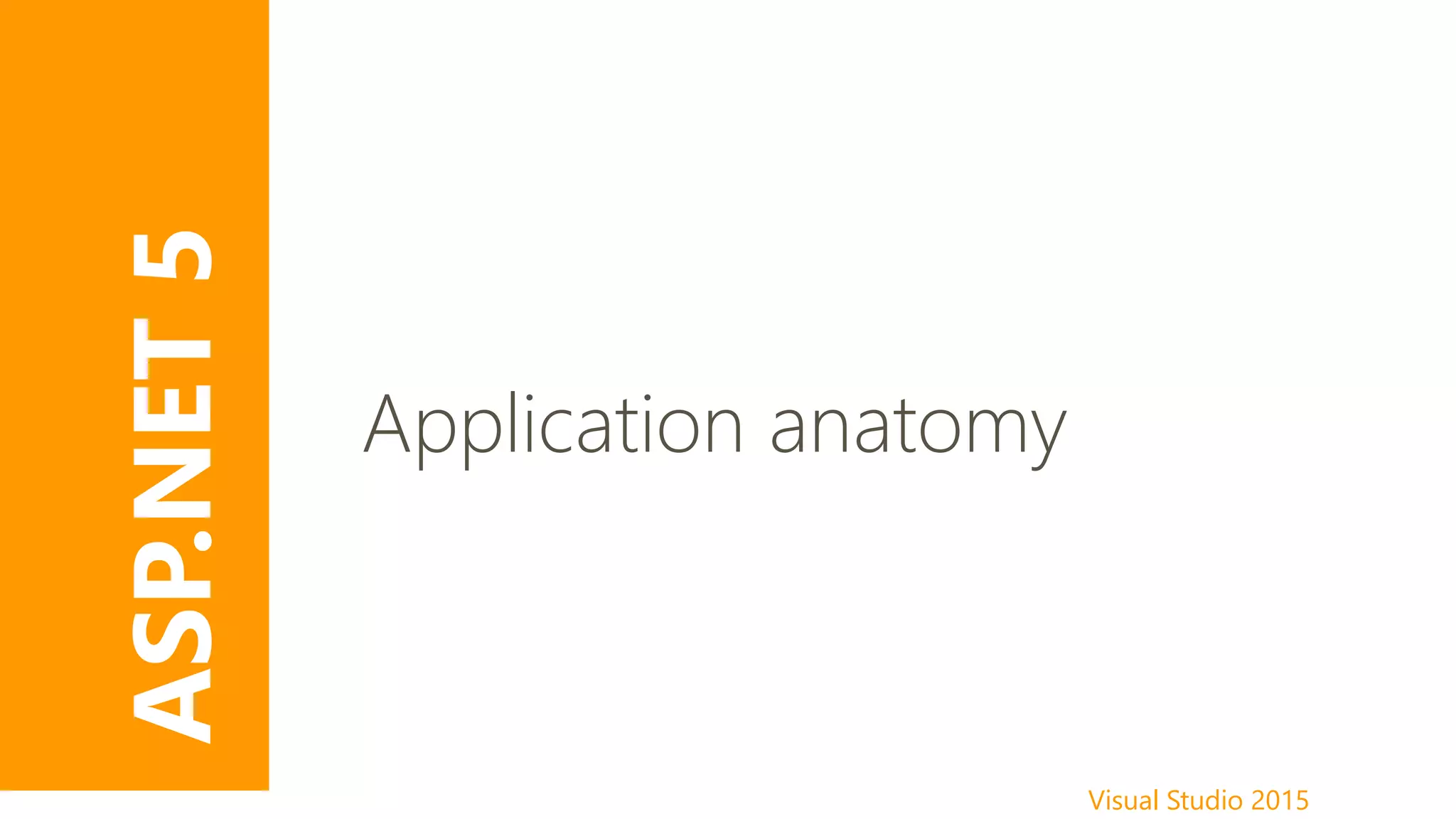Visual Studio 2015
ASP.NET5
Application anatomy
 