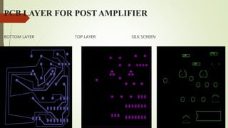 PCB LAYER FOR POST AMPLIFIER
BOTTOM LAYER TOP LAYER SILK SCREEN
 