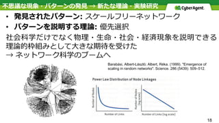18
• 
• 
Barabási, Albert-László; Albert, Réka. (1999). "Emergence of
scaling in random networks". Science. 286 (5439): 509–512.
 