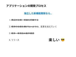 😎
独⽴した新機能開発なら..
アプリケーションの開発プロセス
 