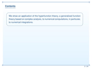 Trobe Hyperfunction An application of the hyperfunction theory to numerical integration | PDF