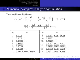 A Numerical Analytic Continuation and Its Application to Fourier ...
