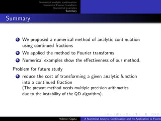 A Numerical Analytic Continuation and Its Application to Fourier ...