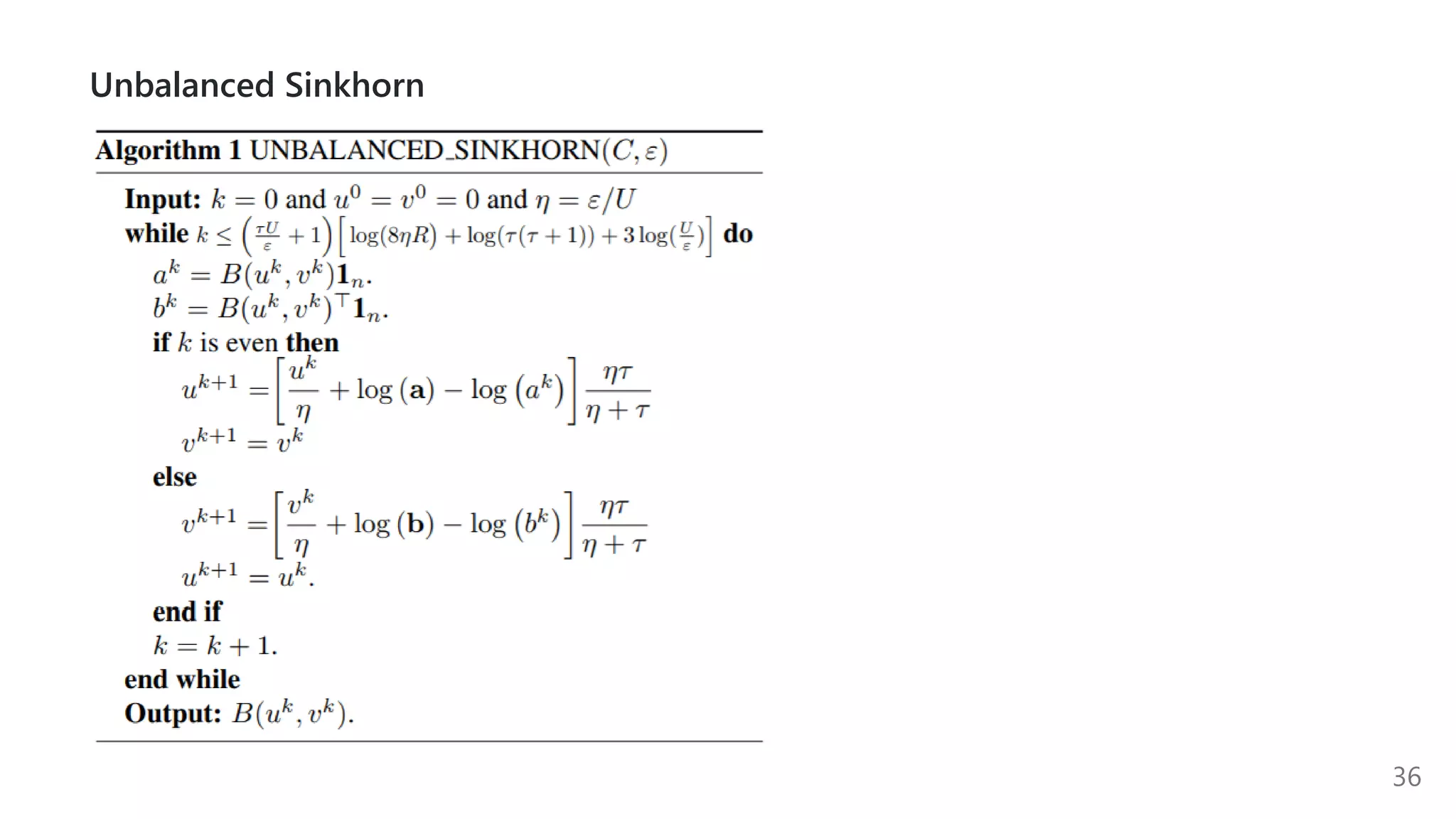 Unbalanced Sinkhorn
36
 