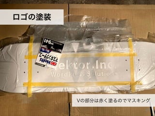 ロゴの塗装
Vの部分は⾚く塗るのでマスキング
39
 