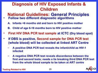 Diagnosis of HIV Exposed Infants &
                    Children
    National Guidelines: General Principles
•    Follow tw...