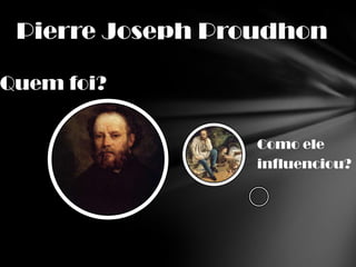 Pierre Joseph Proudhon

Quem foi?

                  Como ele
                  influenciou?
 
