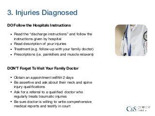 3. Injuries Diagnosed
DO Follow the Hospitals Instructions
• Read the “discharge instructions” and follow the
instructions...