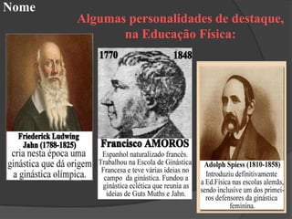 Nome
       Algumas personalidades de destaque,
              na Educação Física:
 