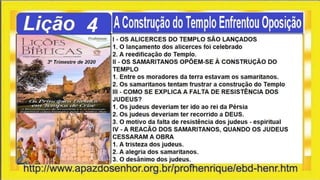 SlideShare Lição 4, A Construção do Templo Enfrentou Oposição, 3Tr20, Pr Henrique, EBD NA TV
