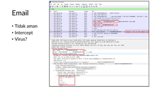 Email
• Tidak aman
• Intercept
• Virus?
15
 