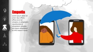 Empatia
Lorem ipsum dolor sit
amet. Quo officiis
officia ea error
voluptas ut voluptatem
repudiandae et
voluptatem voluptas
est eaque voluptatem
et nihil neque in quos.
 