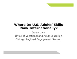 Where Do U.S. Adults’ Skills

Rank Internationally?

Johan Uvin 

Office of Vocational and Adult Education

Chicago Regional Engagement Session


0

 