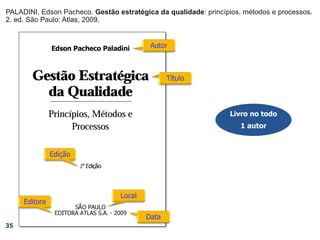 Livro no todo
1 autor
35
PALADINI, Edson Pacheco. Gestão estratégica da qualidade: princípios, métodos e processos.
2. ed. São Paulo: Atlas, 2009.
PALADINI, Edson Pacheco. Gestão estratégica da qualidade: princípios, métodos e processos.
2. ed. São Paulo: Atlas,
PALADINI, Edson Pacheco. Gestão estratégica da qualidade: princípios, métodos e processos.
2. ed. São Paulo:
PALADINI, Edson Pacheco. Gestão estratégica da qualidade: princípios, métodos e processos.
2. ed.
PALADINI, Edson Pacheco. Gestão estratégica da qualidade: princípios, métodos e processos.
PALADINI, Edson Pacheco.
 