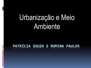 Urbanização e Meio
      Ambiente

PATRÍCIA SOUZA E ROMINA PAULER
 