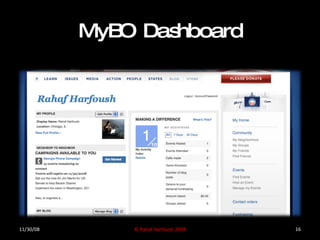 MyBO Dashboard © Rahaf Harfoush 2008 11/30/08 