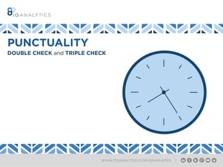 WWW.ITQANALYTICS.COM/GRADUATES |
DOUBLE CHECK and TRIPLE CHECK
PUNCTUALITY
 