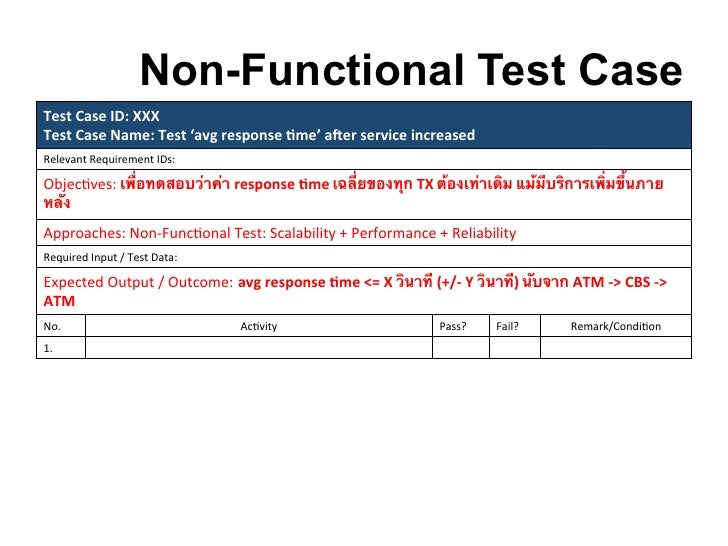 Non Functional Test Plan Template ออกแบบ test cases เพ อทำ non functional test โดย ค ณณรงค